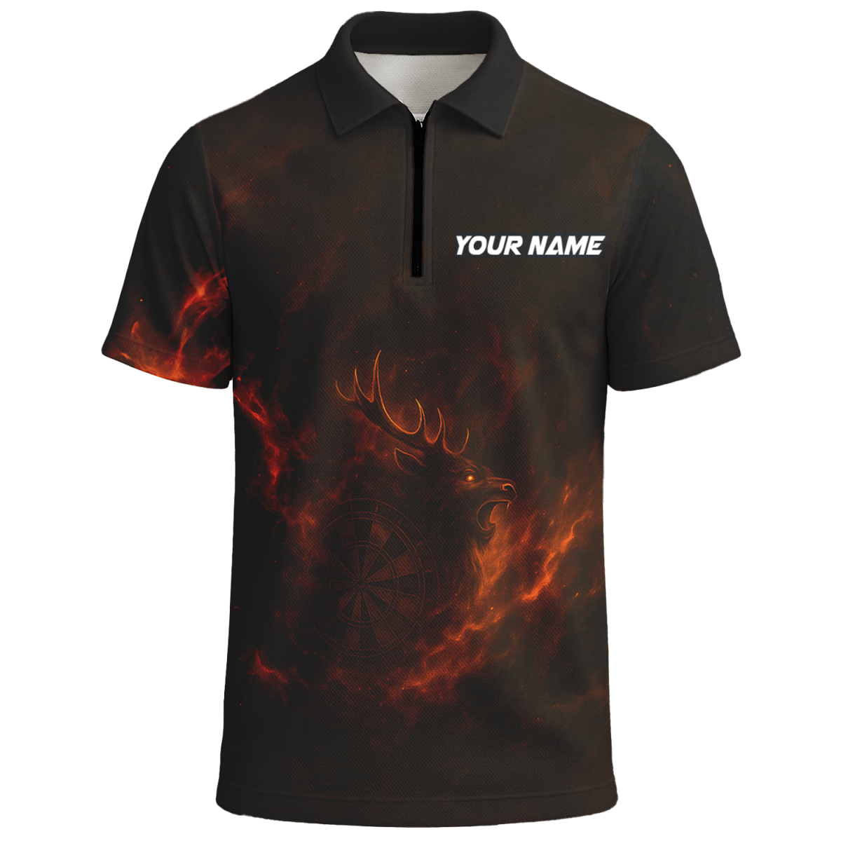 Individuelles Herren Darts Poloshirt "Feuriger Hirsch" Schwarz V8802 - Outfitsuche