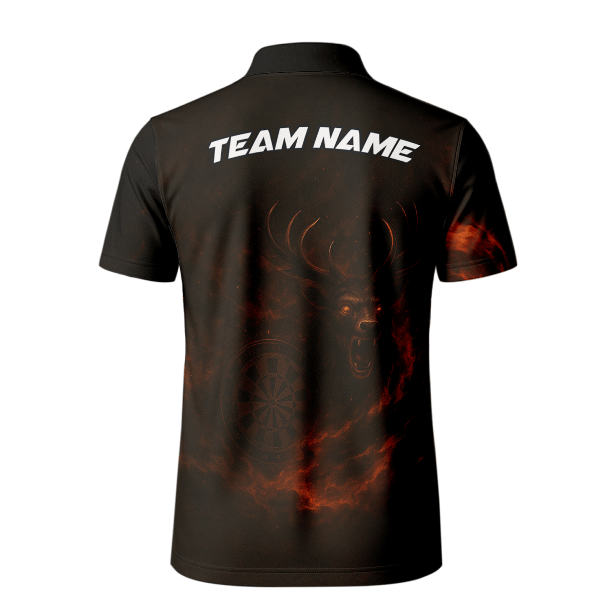Individuelles Herren Darts Poloshirt "Feuriger Hirsch" Schwarz V8802 - Outfitsuche