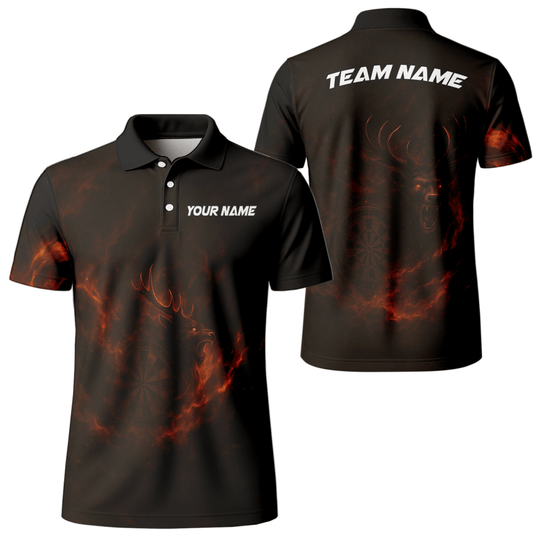Individuelles Herren Darts Poloshirt "Feuriger Hirsch" Schwarz V8802 - Outfitsuche