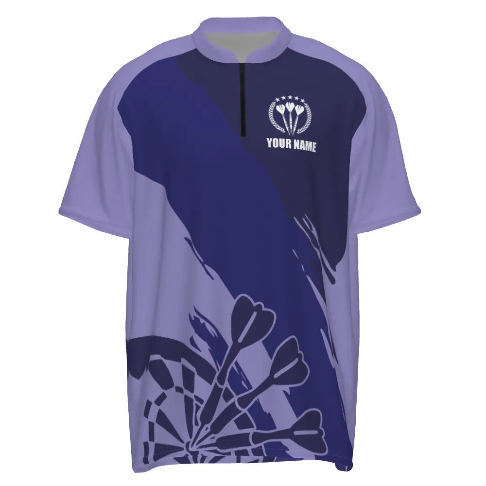 Individuelles Navy Lila Darts 1/4 Zip Shirt, cooles maßgeschneidertes Darts Trikot für Herren y6174 purple - Outfitsuche