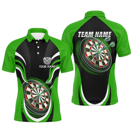 Individuelles Schwarzes Grün Herren Darts Polo Shirt | Maßgeschneidertes Darts Shirt für Männer | Dart Trikots L1393 - Outfitsuche