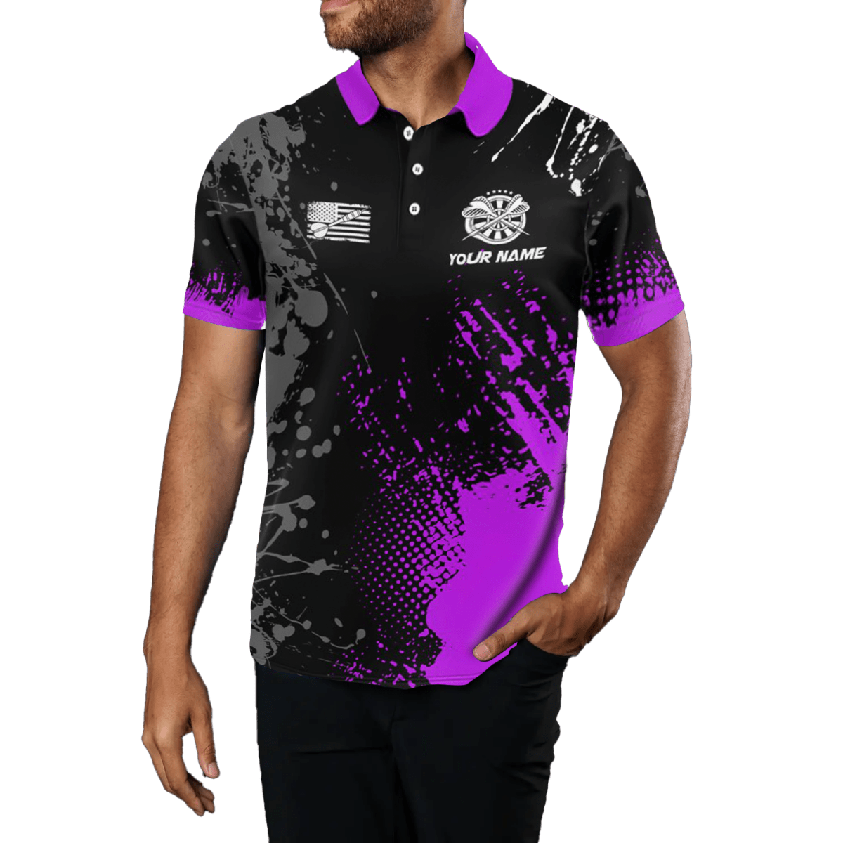 Lila 3D Dartboard Herren Polo Shirt T1499 - Outfitsuche