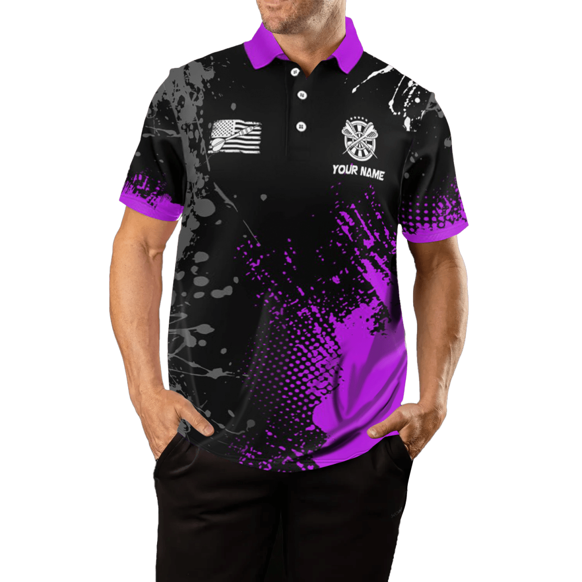 Lila 3D Dartboard Herren Polo Shirt T1499 - Outfitsuche