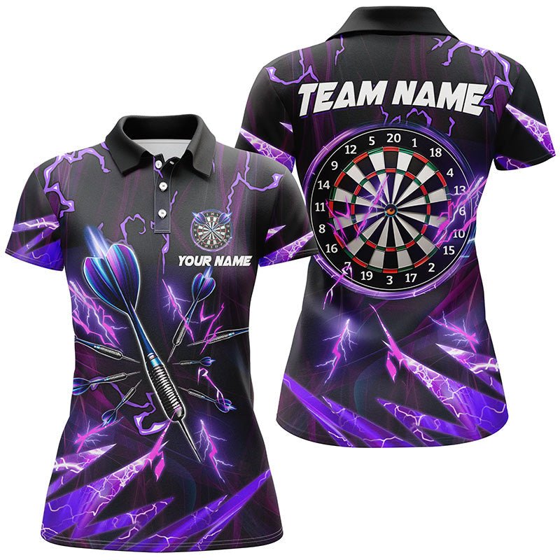 Lila Blitz 3D Darts Polo Shirt | Personalisierte Dartshirts für Damen