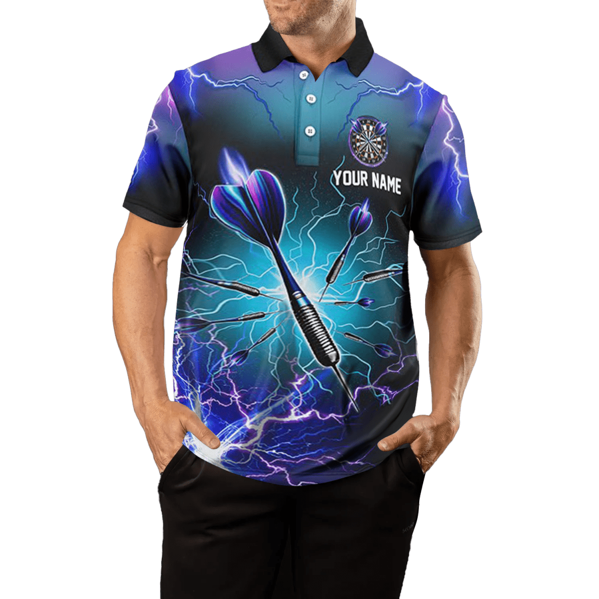 Lila Blitz 3D Herren Darts Polo Shirt L1243 - Outfitsuche