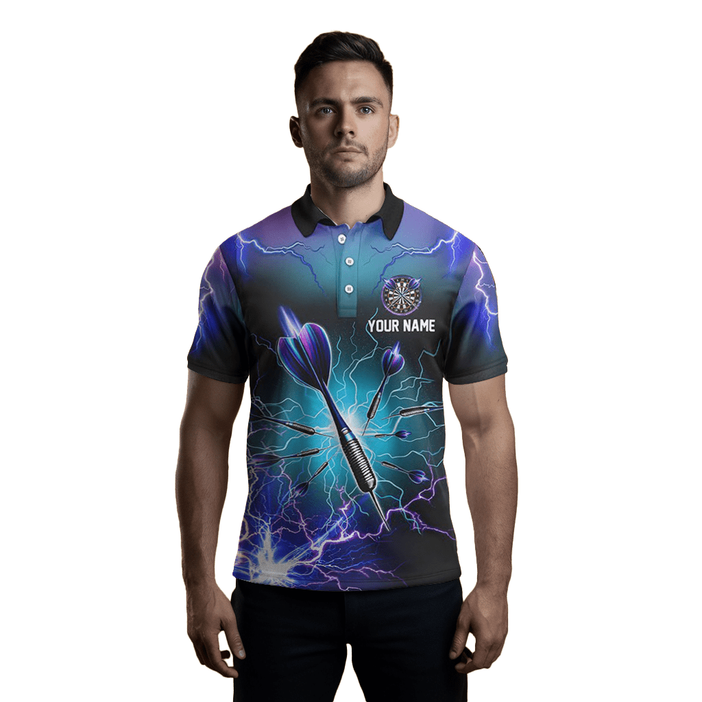 Lila Blitz 3D Herren Darts Polo Shirt L1243 - Outfitsuche