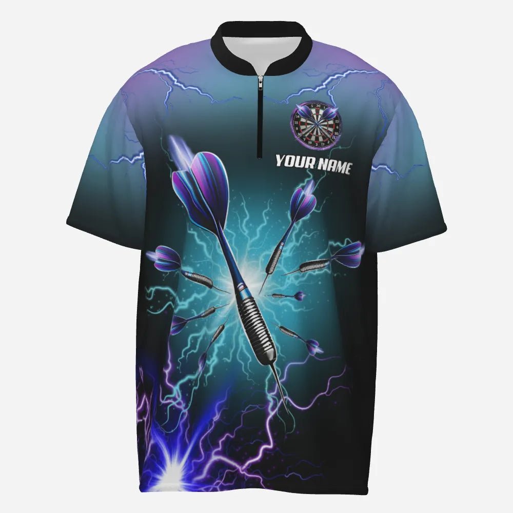 Lila Blitz 3D Herren Darts Polo Shirt | Personalisierte Dartshirts für Männer | Dart Trikots | Hochwertiges Material | Anpassbare Designs | L1243 - Outfitsuche