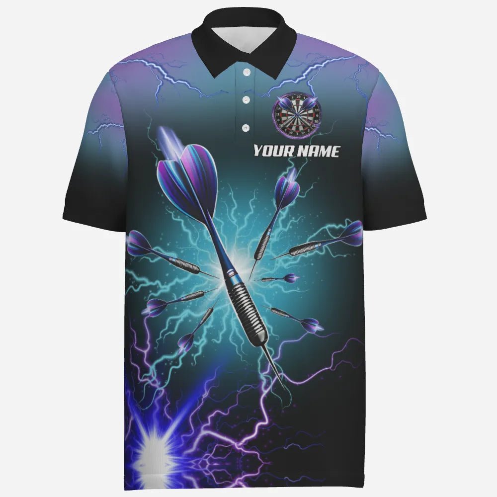 Lila Blitz 3D Herren Darts Polo Shirt | Personalisierte Dartshirts für Männer | Dart Trikots | Hochwertiges Material | Anpassbare Designs | L1243 - Outfitsuche