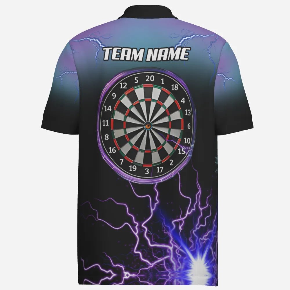 Lila Blitz 3D Herren Darts Polo Shirt | Personalisierte Dartshirts für Männer | Dart Trikots | Hochwertiges Material | Anpassbare Designs | L1243 - Outfitsuche