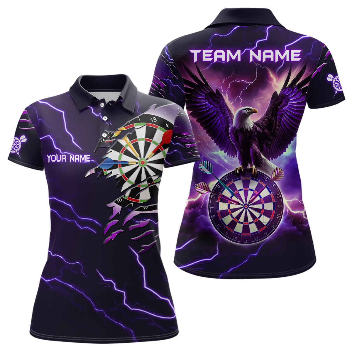 Lila Blitz Adler Darts Polo Shirt | Personalisiertes Darts Shirt für Damen | Dart Trikot L1453 - Outfitsuche