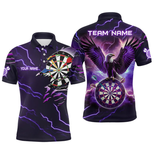 Lila Blitz Adler Darts Polo Shirt | Personalisiertes Dartshirt für Herren | Dart Trikot | Individuell gestaltbar | L1453 - Outfitsuche