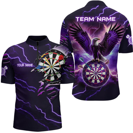 Lila Blitz Adler Darts Viertelreißverschluss-Shirt Herren Maßgeschneidertes Darts-Shirt Dart Trikot L1453 - Outfitsuche