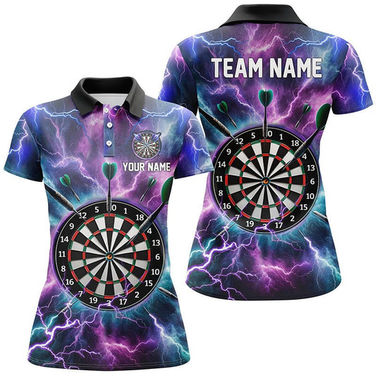 Lila Blitz Damen Darts Polo Shirt | Personalisiertes Darts Shirt für Frauen | Dart Trikot | Individuell gestaltbar | L1443 - Outfitsuche