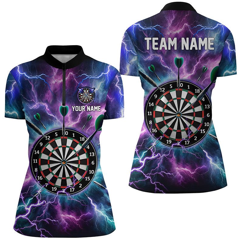 Lila Blitz Darts Viertelreißverschluss-Shirt | Personalisiertes Dartshirt für Damen | Dart Trikot | Individuell gestaltbar | L1443 - Outfitsuche