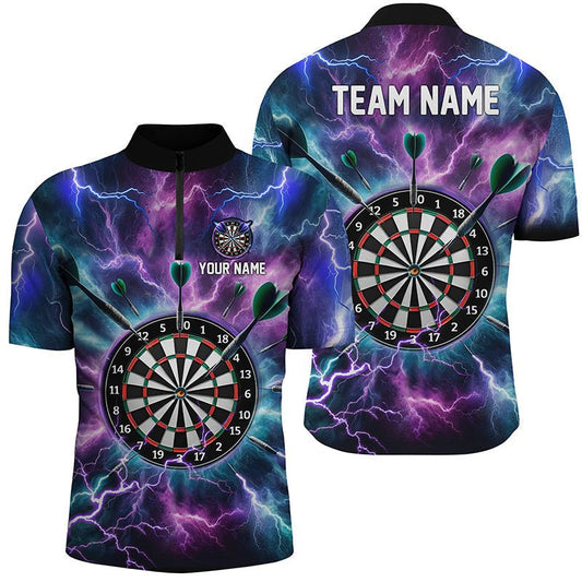 Lila Blitz Darts Viertelreißverschluss-Shirt | Personalisiertes Dartshirt für Herren | Dart Trikot | L1443 - Outfitsuche