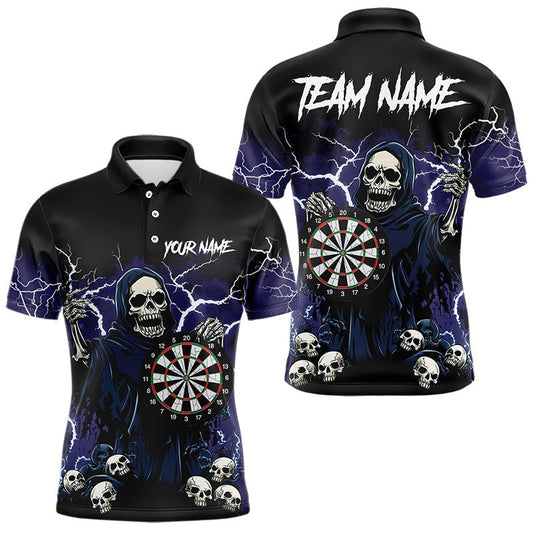 Lila Blitz Donner Schädel Darts Polo - Individuelles Team Darts Trikot N9446 - Outfitsuche
