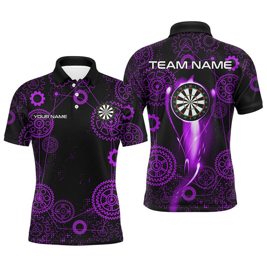 Lila Darts Gearwheel Muster personalisiertes Dart Polo - Shirt für Dartliga - Teamuniformen T3189 - Outfitsuche