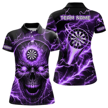 Lila Darts Skull Damen Polo, Quarter - Zip Shirt mit Blitzdesign – Individuelle Dart - Trikots für die Liga T2839 - Outfitsuche