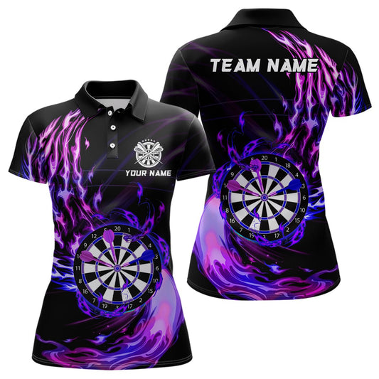 Lila Feuer Dartboard Damen Darts Polo Shirt | Personalisiertes Darts Shirt für Frauen | Dart Trikots | L1474 - Outfitsuche