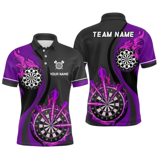 Lila Feuer Flamme Herren Darts Polo Shirt | Maßgeschneiderte Dartshirts für Männer | Dart Trikots | Personalisierbar | L1477 - Outfitsuche