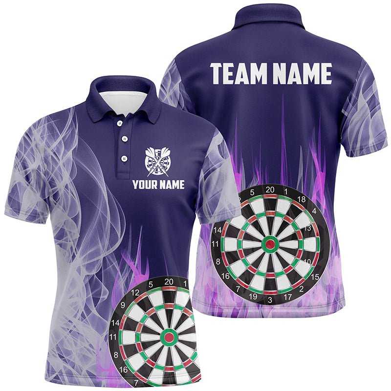 Lila Feuerflamme 3D Dartboard Herren Poloshirt - Individuelles Darts Team Trikot T1292 - Outfitsuche