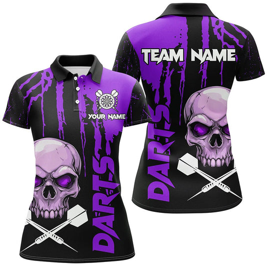 Lila Grunge Damen T-Shirt mit Totenkopf – Gruselige Darts - Trikots für Darts - Liga - Teams T2798 - Outfitsuche