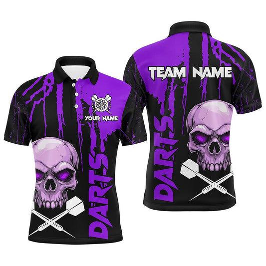 Lila Grunge Skull Dart Shirts für Herren – Gruselige Dart - Trikots für die Darts - Liga T2798 - Outfitsuche