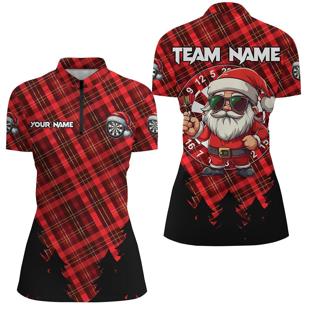 Lustige Weihnachts - Santa Dart - Shirts für Frauen mit rotem Karomuster – Weihnachts - Dart - Outfit T2808 - Outfitsuche