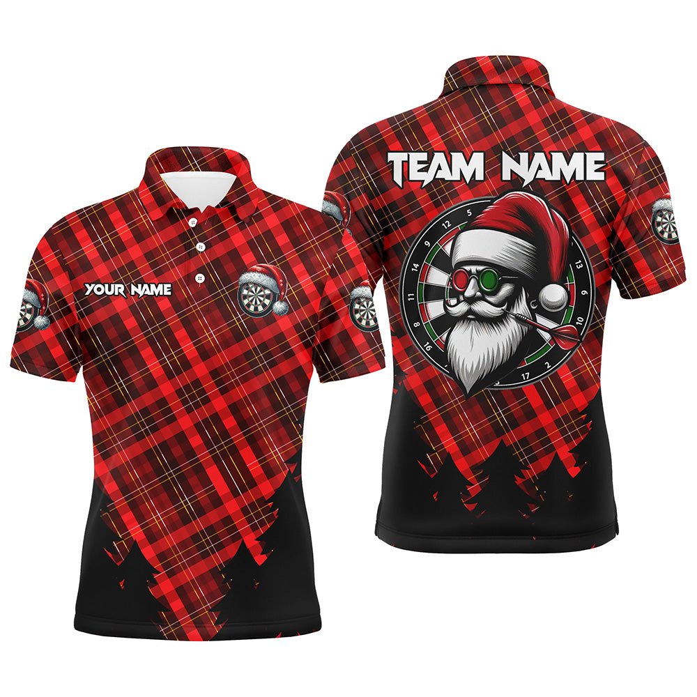 Lustige Weihnachts - Santa Dart - Shirts für Männer mit rotem Karomuster – Weihnachts - Dart - Outfit - Jerseys T3077 - Outfitsuche