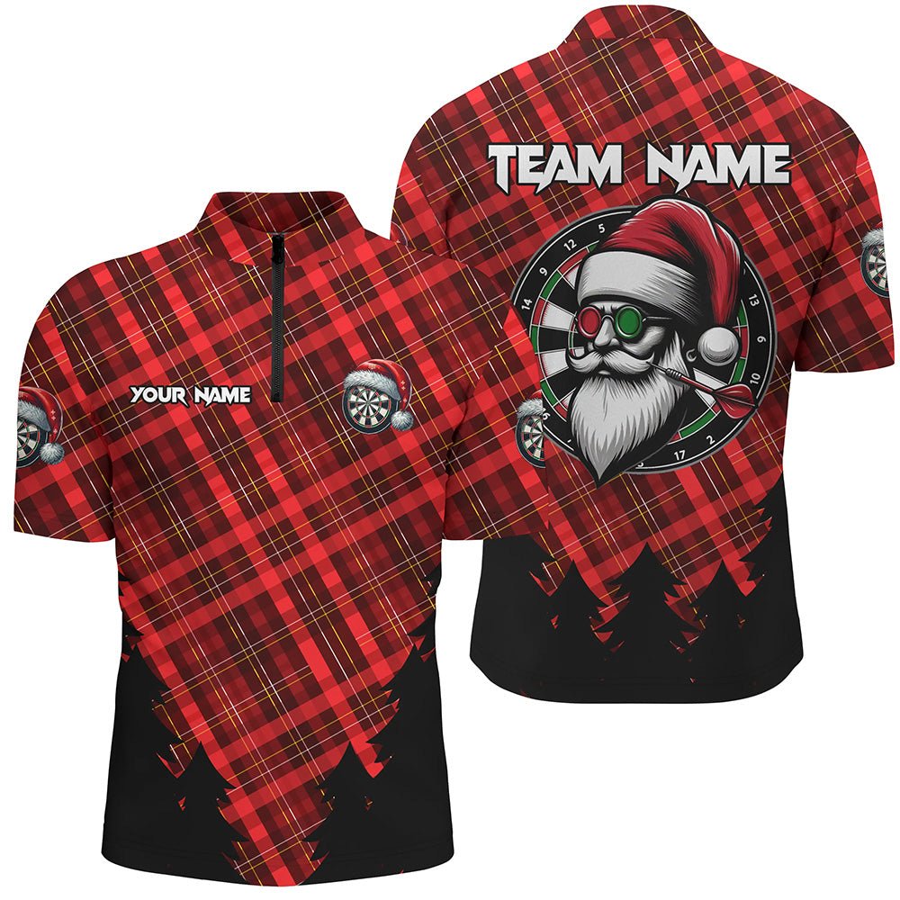 Lustige Weihnachts - Santa Dart - Shirts für Männer mit rotem Karomuster – Weihnachts - Dart - Outfit - Jerseys T3077 - Outfitsuche