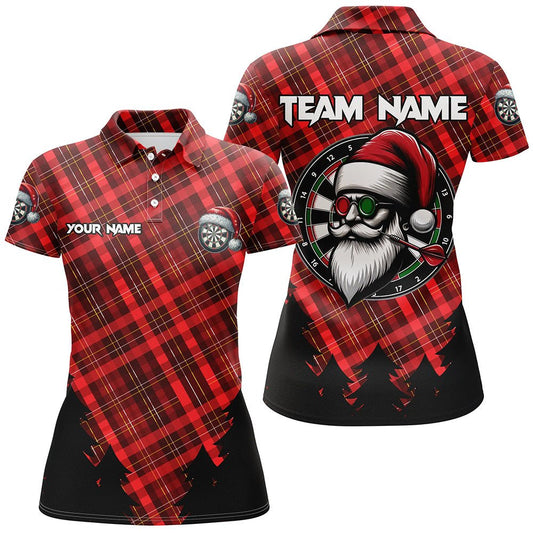 Lustige Weihnachts - Santa Dart - Shirts mit rotem Karomuster für Damen – Weihnachts - Dart - Outfit Jerseys T3077 - Outfitsuche