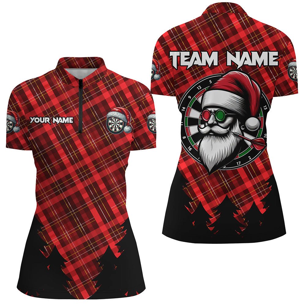 Lustige Weihnachts - Santa Dart - Shirts mit rotem Karomuster für Damen – Weihnachts - Dart - Outfit Jerseys T3077 - Outfitsuche