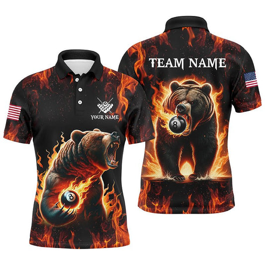 Lustiges Bären 8 - Ball Pool Feuerflammen Polo - Shirt T1315 - Outfitsuche