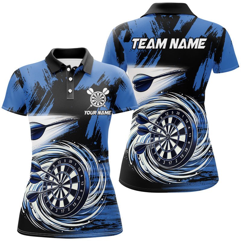 Lustiges blaues Wirbel - Dartsbrett Polo & 1/4 Zip für Damen, coole Darts - Shirts und Team - Trikots T2879 - Outfitsuche