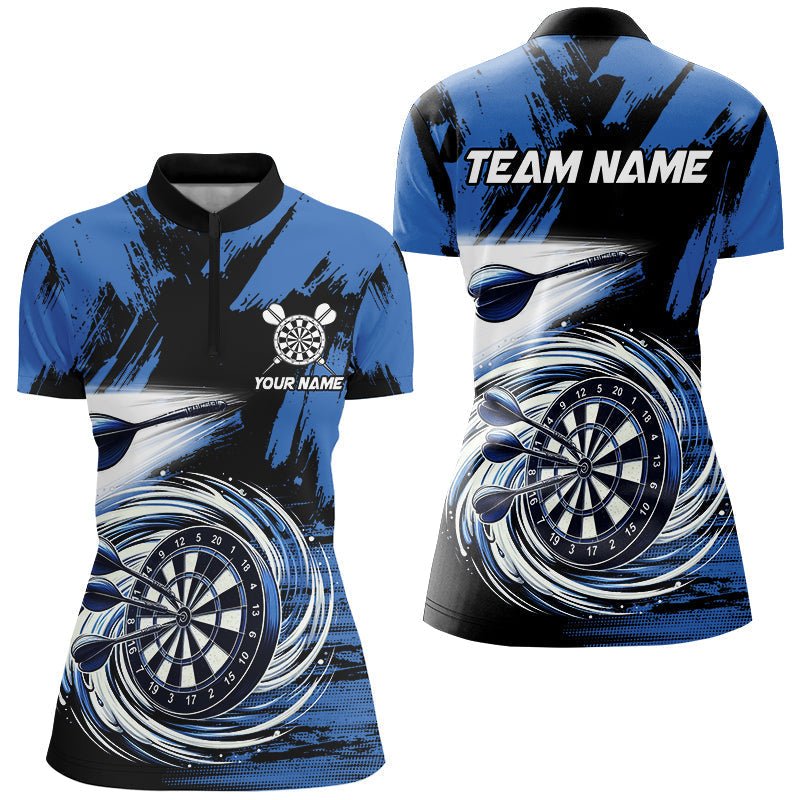 Lustiges blaues Wirbel - Dartsbrett Polo & 1/4 Zip für Damen, coole Darts - Shirts und Team - Trikots T2879 - Outfitsuche