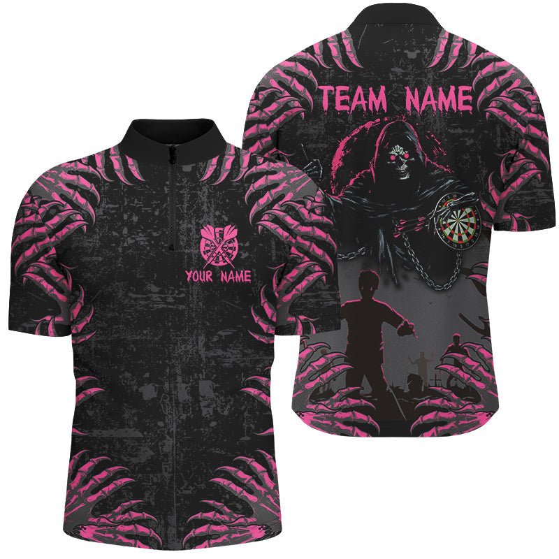 Lustiges Claw Death Skeleton Dart - Shirt in Pink & Schwarz für Herren T2697 - Outfitsuche