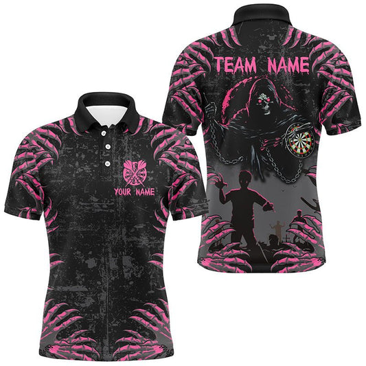 Lustiges Claw Death Skeleton Dart - Shirt in Pink & Schwarz für Herren T2697 - Outfitsuche