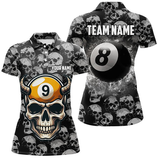 Lustiges Damen Trikot mit Totenkopf für 8 - Ball und 9 - Ball Billard T1871 - Outfitsuche