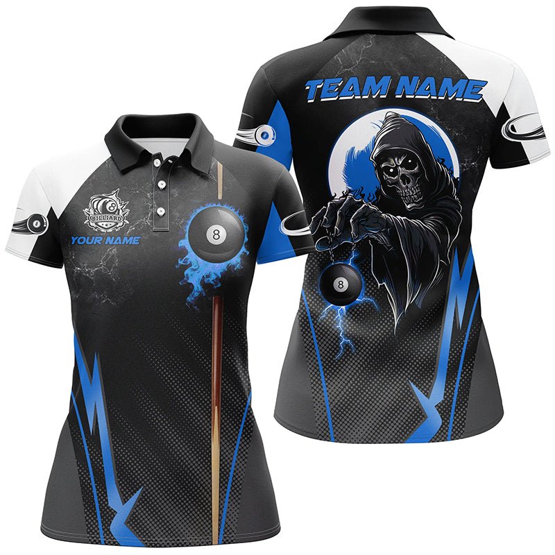 Lustiges Damen Trikot mit Totenkopf und Billard 8 - Ball - T2035 - Outfitsuche