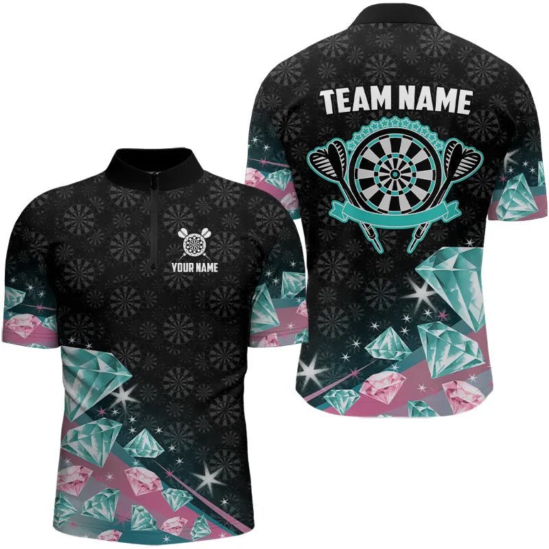 Lustiges Pink und Türkis Diamanten Dart Polo Shirt - Individuelles Dart Trikot T3319 - Outfitsuche