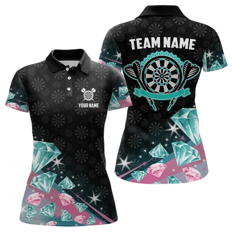 Lustiges Pink und Türkis Diamanten Dart Polo Shirt - Individuelles Dart Trikot T3319 - Outfitsuche