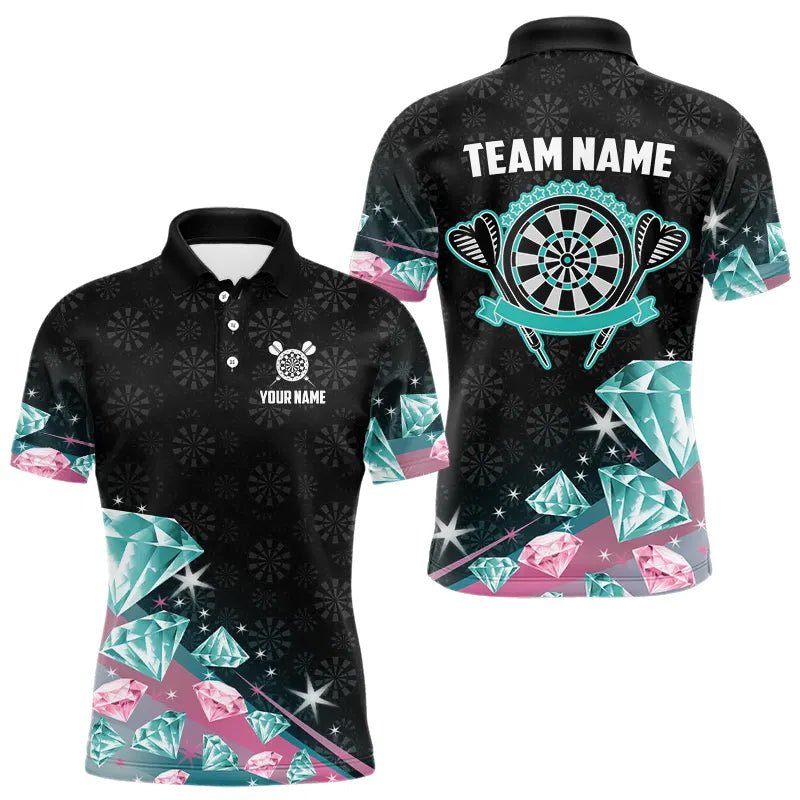 Lustiges Pink und Türkis Diamanten Dart Polo Shirt - Individuelles Dart Trikot T3319 - Outfitsuche