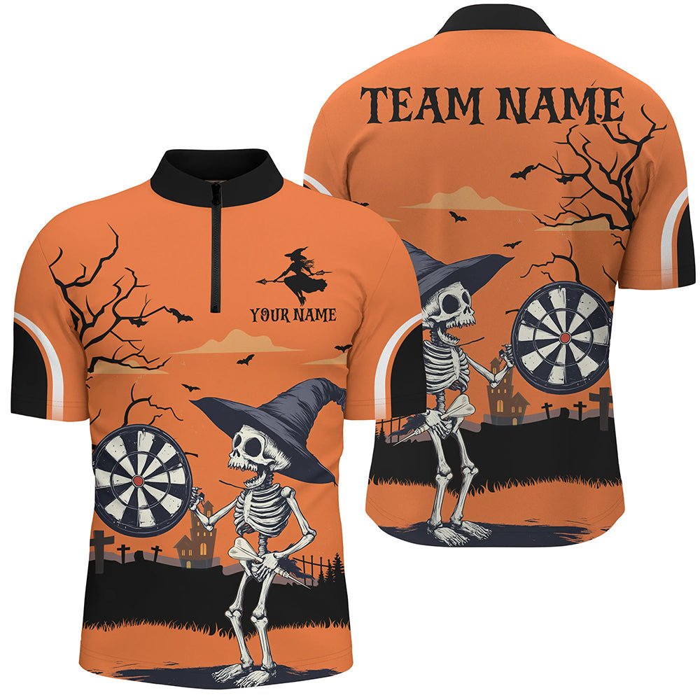 Lustiges Skelett Orange Halloween Dart Shirt T2636 - Outfitsuche