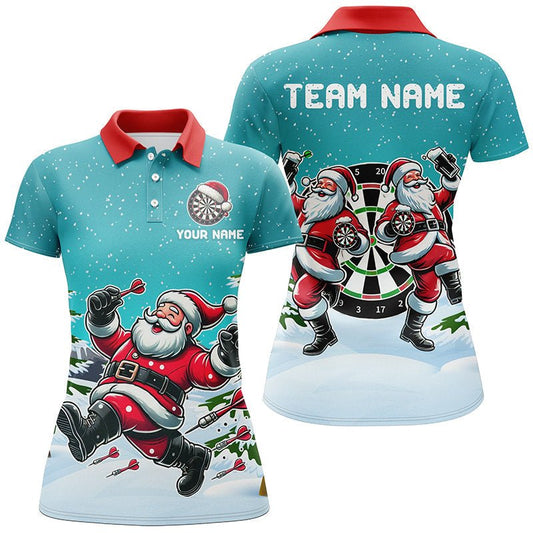 Lustiges Weihnachts - T-Shirt für Frauen mit Santa beim Darten – Individuelles Geschenk für Weihnachten T3050 - Outfitsuche