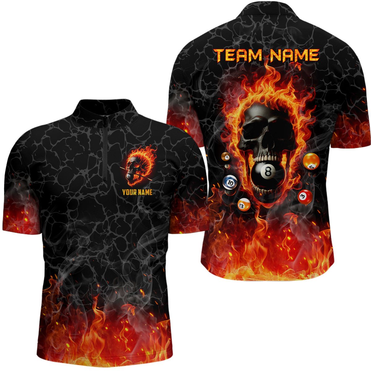 Männer Flame Skull Feuer Billard 8 Ball Shirt T1826 - Outfitsuche