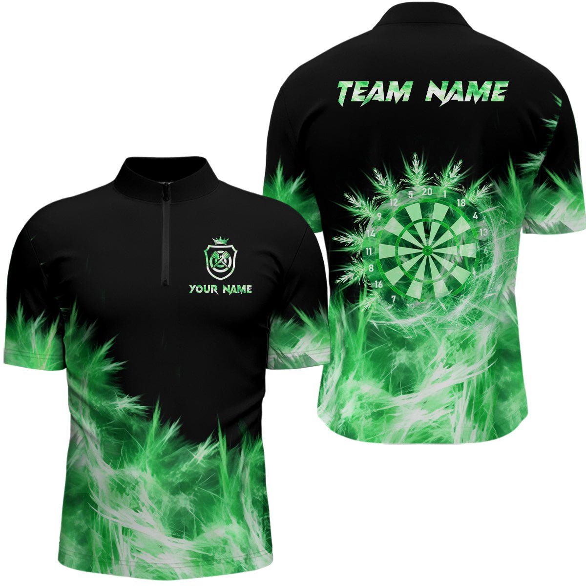 Männer Icy Green Darts Polo & Quarter Zip Shirt - Individuelles Team Dart Trikot T2578 - Outfitsuche