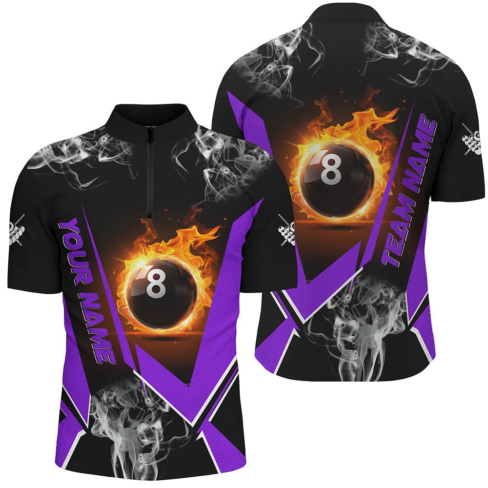 Männer's Lila Flammen 8 - Ball Pool Billard Trikot T1847 - Outfitsuche