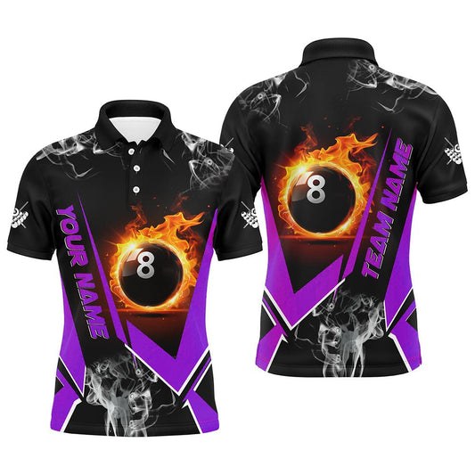 Männer's Lila Flammen 8 - Ball Pool Billard Trikot T1847 - Outfitsuche