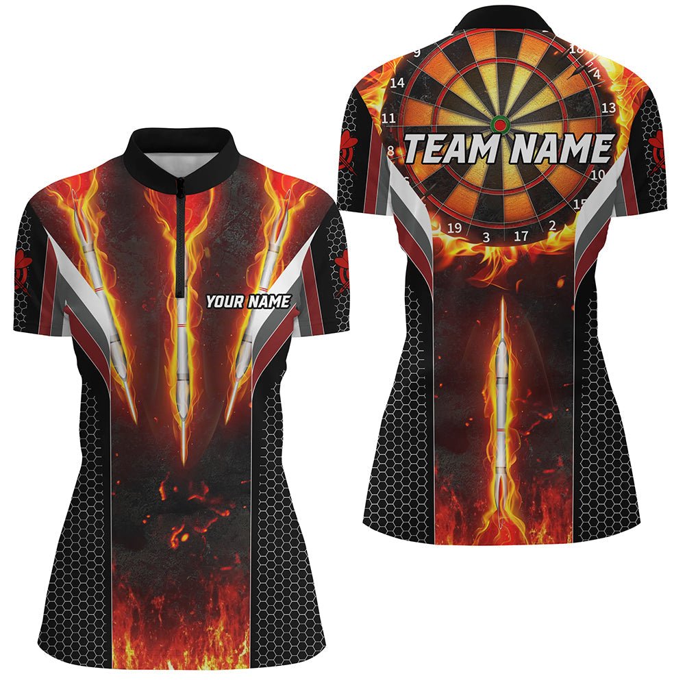 Maßgeschneiderte Damen Darts Polo - & Zip - Shirts - Burning Fire Theme T1540 - Outfitsuche