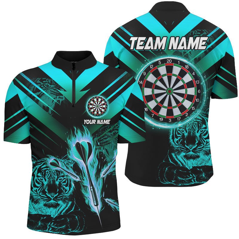 Maßgeschneiderte Türkis Pfeil Feuer Tiger Dartshirt T2689 - Outfitsuche